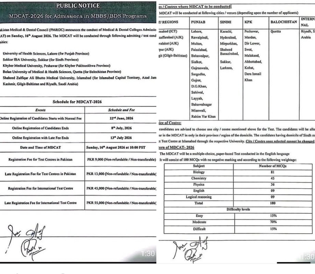 Official MDCAT 2026 Schedule & Critical Deadlines